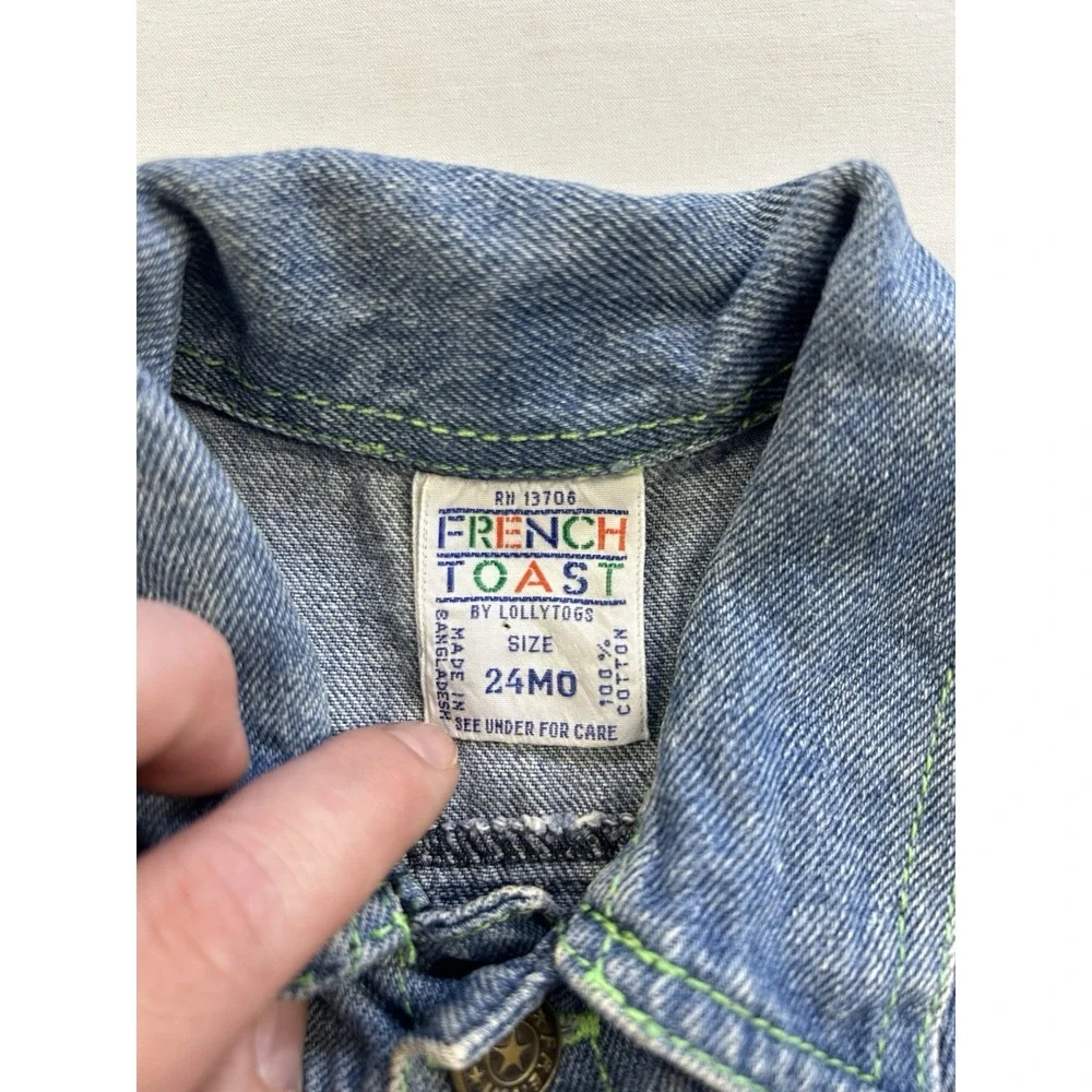 Vintage 90s French Toast By Lollytogs Brand Denim Vest Size 24 Months